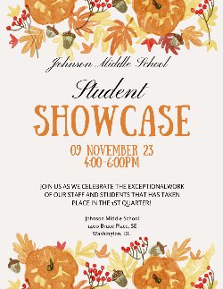 JHJMS Student Showcase Flyer